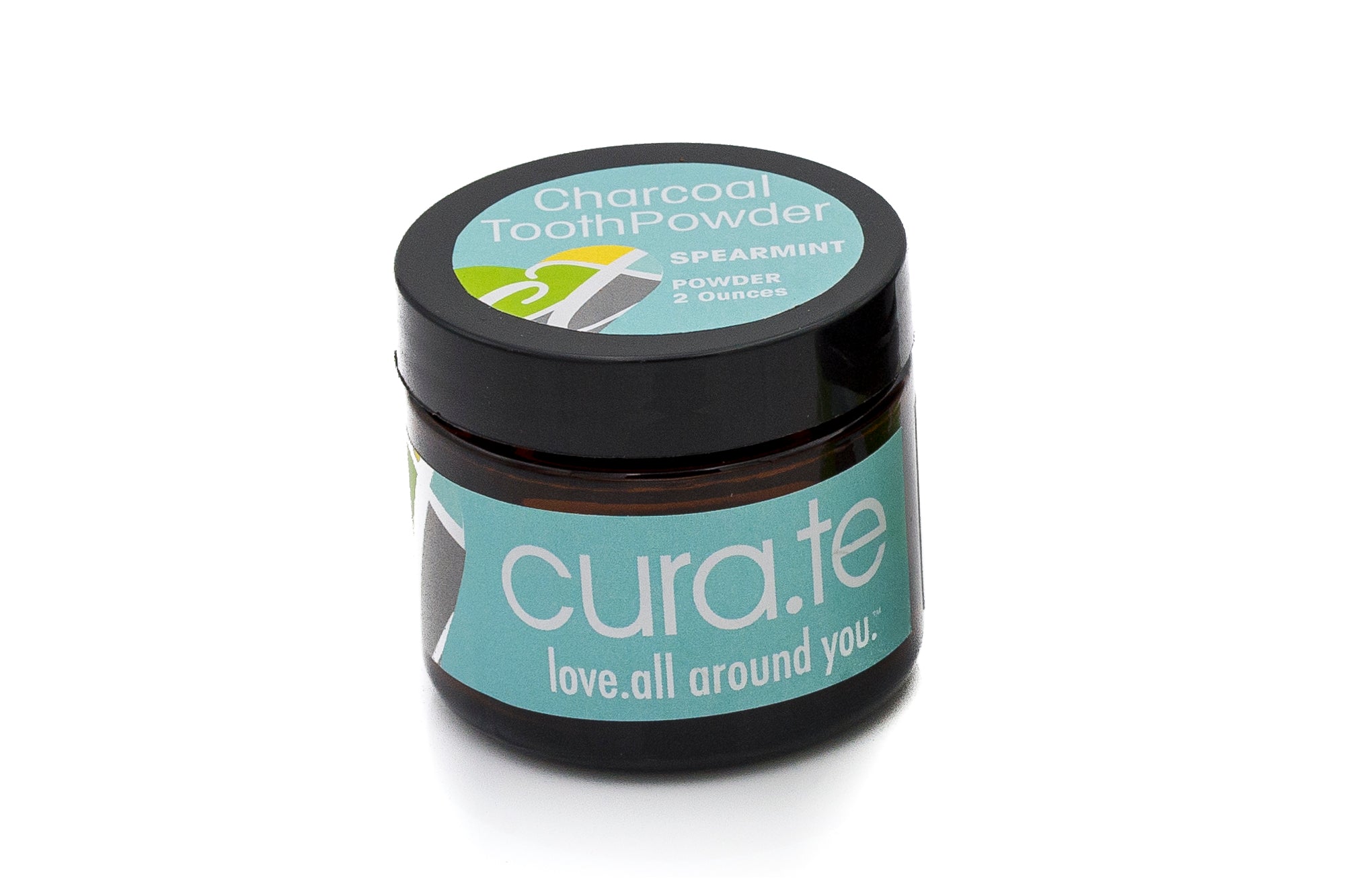 Organic Charcoal Toothpowder Spearmint 2 oz Glass Stubby Jar