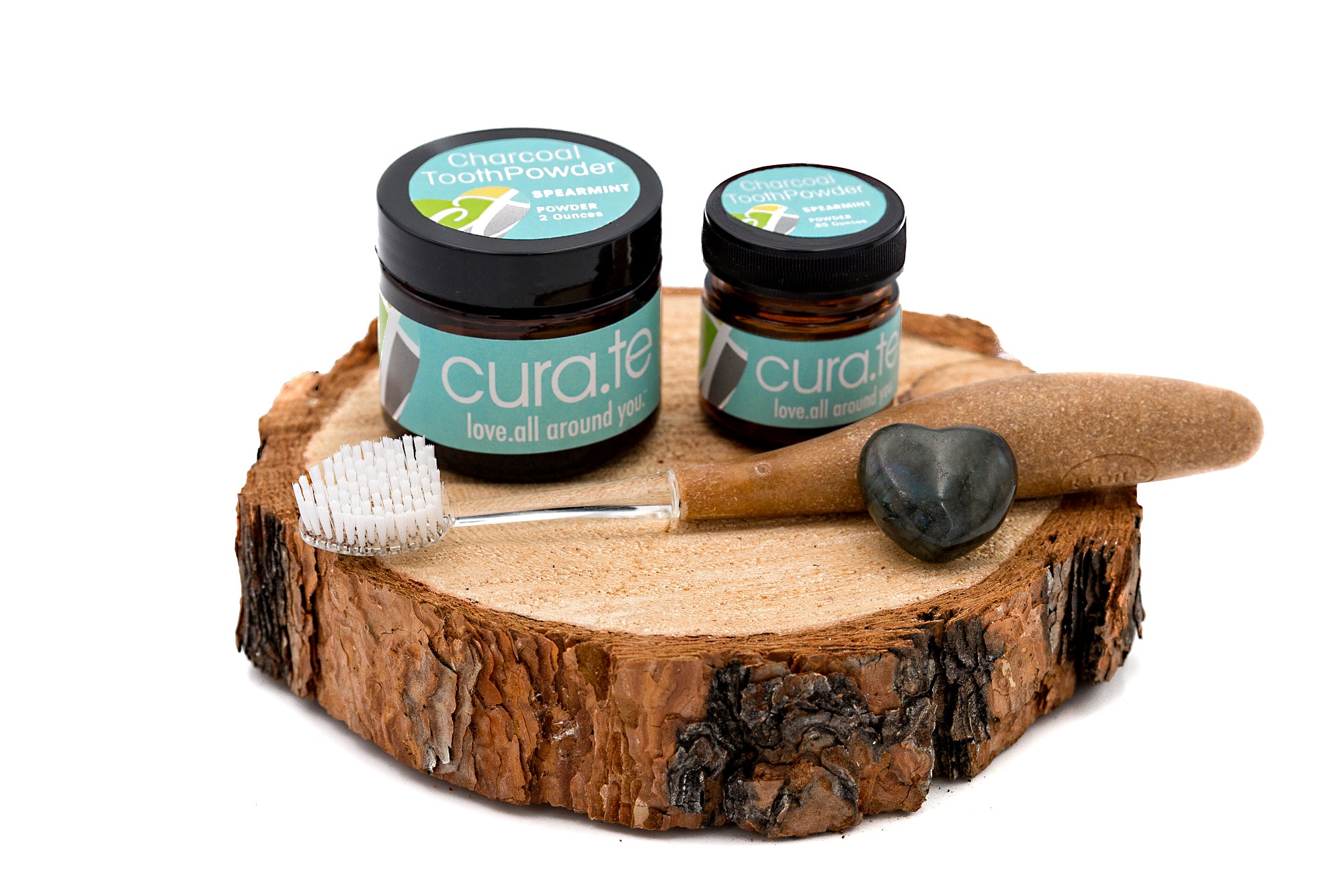 Organic Charcoal Toothpowder Spearmint 2 oz Glass Stubby Jar