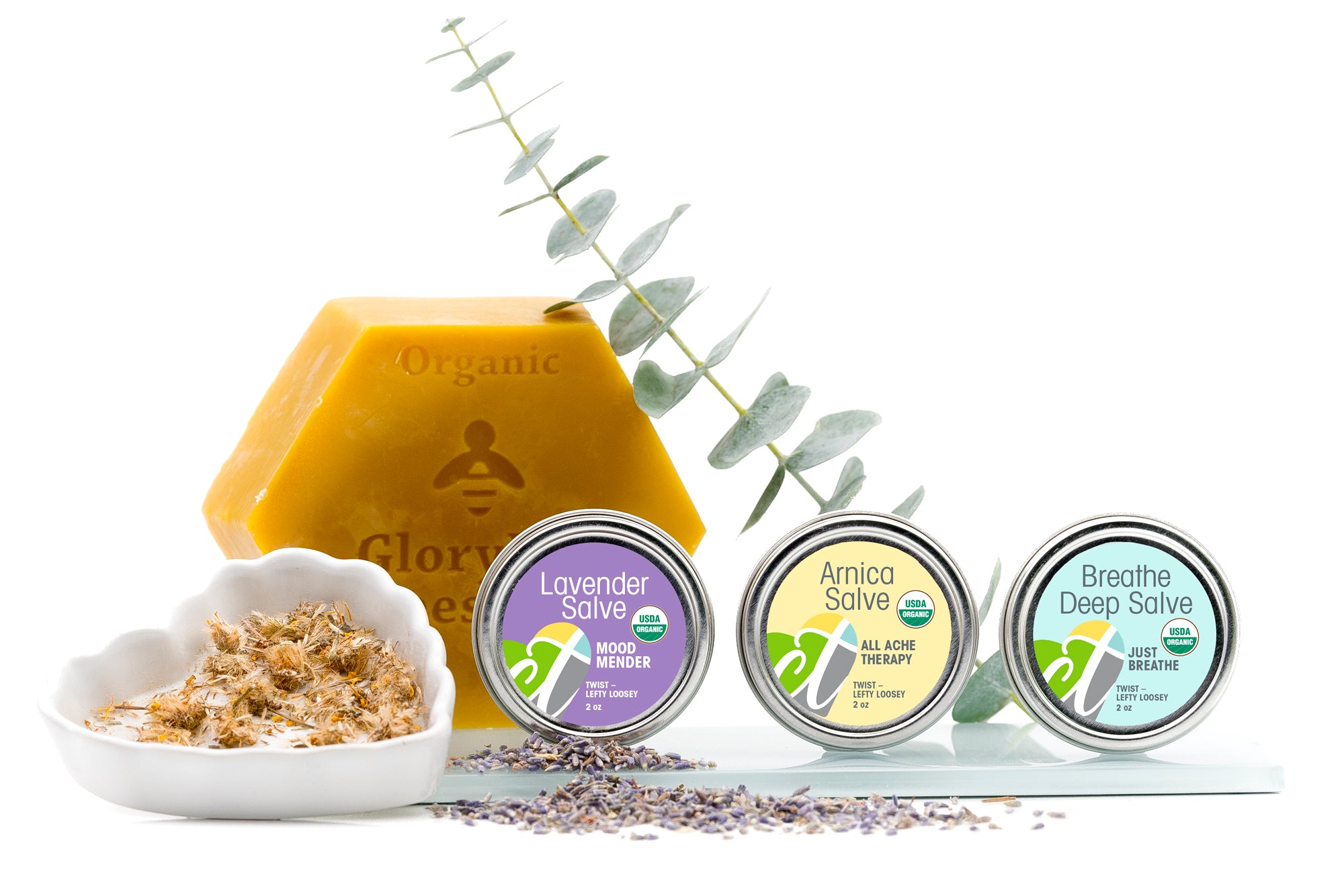 USDA Certified Organic Salve Lavender 2 oz tin with twist top